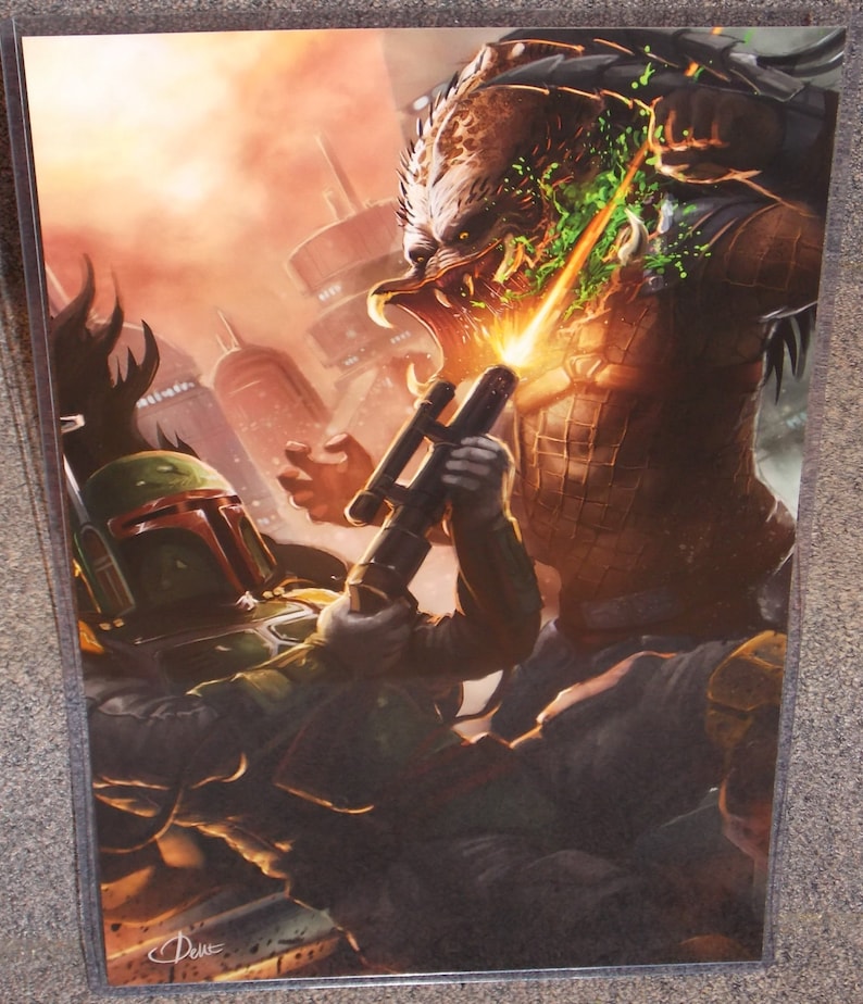 Boba Fett vs The Predator Glossy Print 11 x 17 In Hard Plastic | Etsy