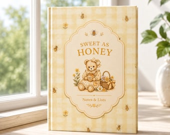 Cuaderno Dulce como la Miel, Cuaderno Cottagecore, Cuaderno de Abejas, Cuaderno de Ositos de Peluche, Cuaderno de Notas y Listas