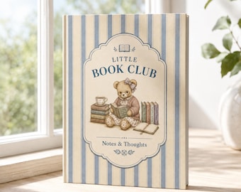 Cuaderno del Club de Lectura, Cuaderno para Amantes de los Libros, Diario de Lectura, Cuaderno con Osito de Peluche de Estilo Cottagecore, Regalo para Lectores