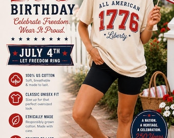 Camiseta All American 1776 Liberty, Camiseta America 250, Camiseta patriótica, Camiseta del 4 de julio, Camiseta de EE. UU., Camiseta del Día de la Independencia, Camiseta del Cuarto Desfile