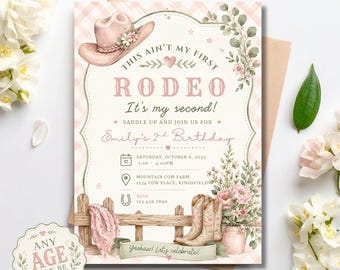 Invitación de cumpleaños de rodeo editable, invitación para fiesta vaquera de cualquier edad, plantilla de cumpleaños del oeste, descarga en Canva