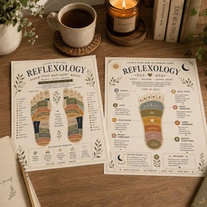Bring a calming, wellness-inspired touch to your home with this printable reflexology chart set featuring both an adult foot map chart and a gentle baby reflexology guide. Designed in a soft vintage-inspired botanical style, these prints are both beautiful decor pieces and helpful wellness reference guides. Many sizes available!