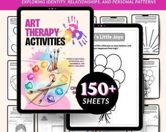 Art Therapy - 150 Worksheets for social-emotional learning. Life skills. Teen Therapy, kids counseling, social worker, CBT, DBT, Mindfulness