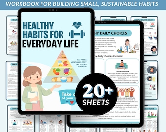 Healthy Habits Workbook for Kids | Printable Wellness & Self Care Worksheets | Daily Routine Activities |  Mindfulness PDF | 20+ Sheets