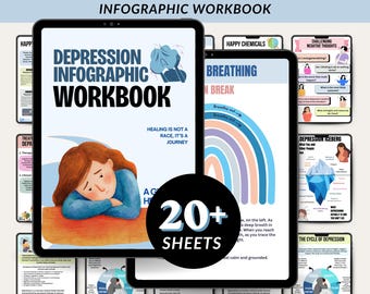 Depression Workbook, Therapy Worksheets, Coping Skills, Breaking the Depression Cycle, Depression Spiral, Mental Health, CBT, DBT, ACT