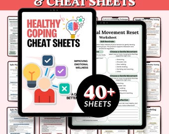 Healthy Coping Skills Toolkit Printable | Coping Skills Cheat Sheets | Therapy Worksheets PDF | DBT CBT Workbook | Mental Health