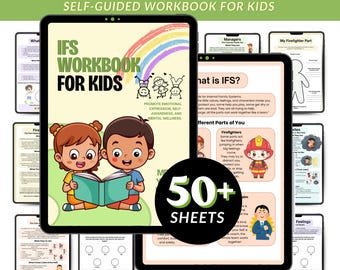 IFS Worksheets for kids, internal family systems workbook, IFS cheat sheet, IFS parts mapping ifs journal prompts, ifs cards, ifs therapy