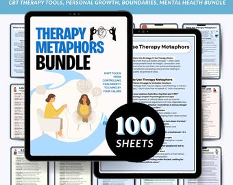 Therapy Metaphors Bundle | 100 CBT Counseling Worksheets (PDF)