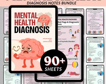 90+ Pages Mental Health Diagnosis Notes | Mental Health Nursing | DSM 5 Cheat Sheet | DSM-5 tr | PMHNP Study Guide | Psychiatry Notes