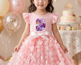 K-Pop Hunters Inspired Tutu Dress – Butterfly Bow Party Outfit for Girls 2-6Y