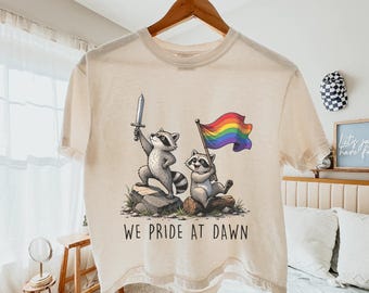 Raccoon Pride Month Comfort Colors Cropped Tee: We Pride At Dawn Boxy Shirt