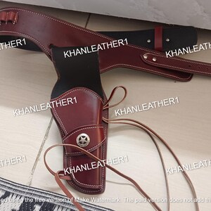 Handmade Leather Right Hand Colt Python Holster with Gun Belt | Fits 5-7" Barrel Western Cowboy Rig | Ammo Loops | Belt Size 30-60"