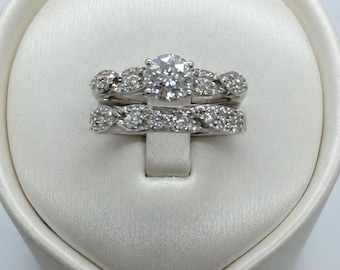 3 CTW Moissanite Bridal Wedding Ring Set Size 6 | 925SS | Engagement & Band | Diamond Alternative
