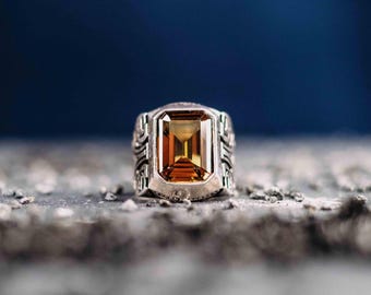 Anillo de plata con zultanita natural, joyería vintage hecha a mano de mediados de siglo, regalo de Sultan Light para él.