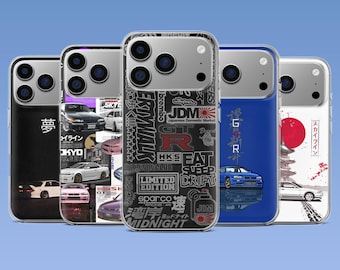 Funda para teléfono JDM Tokyo Drift con diseño de coches japoneses para iPhone 17 Pro, 16e, 15, 14, 13, 12, Samsung S26, S25, S24, S24, A56, A16, Pixel 10Pro, 9A