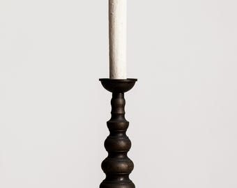 Buddhist Altar “Shokudai” Candle Stand  in Dark Bronze