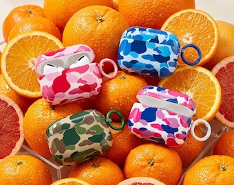 AirPods Hoesje Cover met Sleutelhanger, Schattig Camo AirPods Pro Hoesje, Camouflage Hardcover voor AirPods 1 2 3 Pro 2 Pro 3, Cadeau