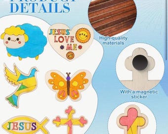 24-częściowy zestaw do rękodzieła religijnego z motywem Jezusa, wakacyjna szkoła biblijna, artefakty do kolorowania DIY