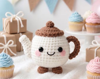 Zestaw do samodzielnego wykonania czajniczka na szydełku, robótki z włóczki amigurumi, dołączone samouczki wideo