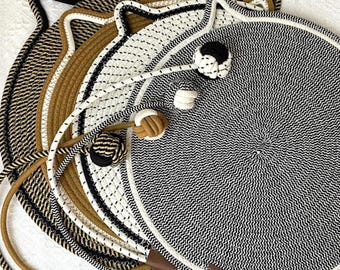 Woven Cotton Cat Scratch Pad, Washable Cat Mat Bed, Durable Indoor Cat Scratcher Sleeping Pad