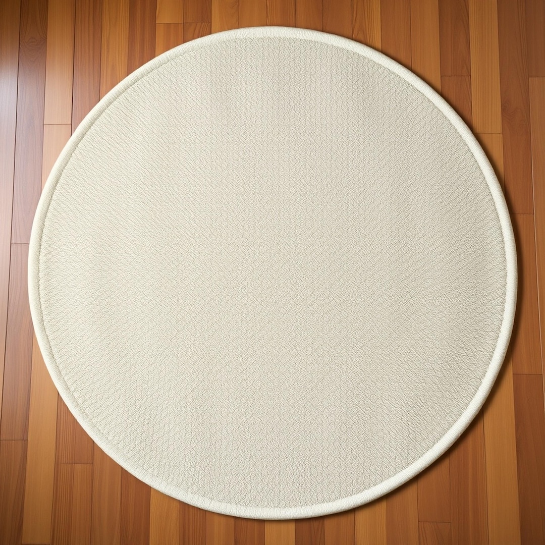 Round Rug Handmade Handmade Tufted Cream Round Rug | Minimalist Concentric Wool Area ...