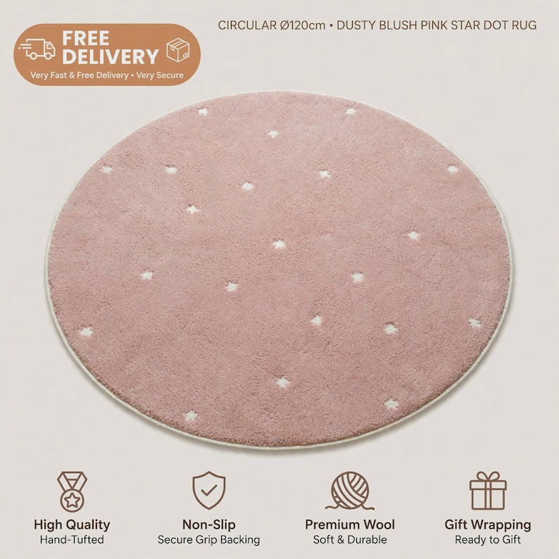 Round Rug Handmade Handmade Tufted Polka Dot Round Rug - Etsy