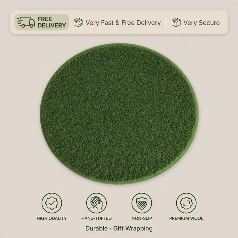 3d Tuffted Rug Handmade Tufted Solid Moss Green Rug - Etsy