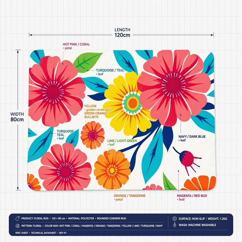 Handmade Tufted Floral Wool Rug, Bold Flowers Area Carpet - Etsy