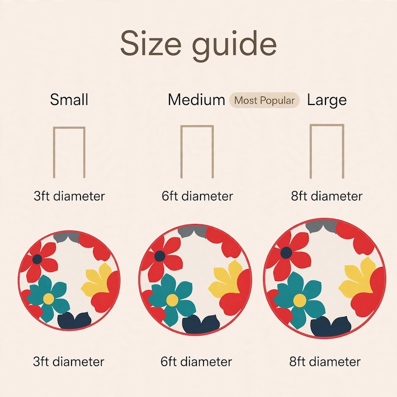 Small Daisy Rug Handmade Tufted Retro Daisy Rug | Round Floral Scandi Wool Round Carpet ...
