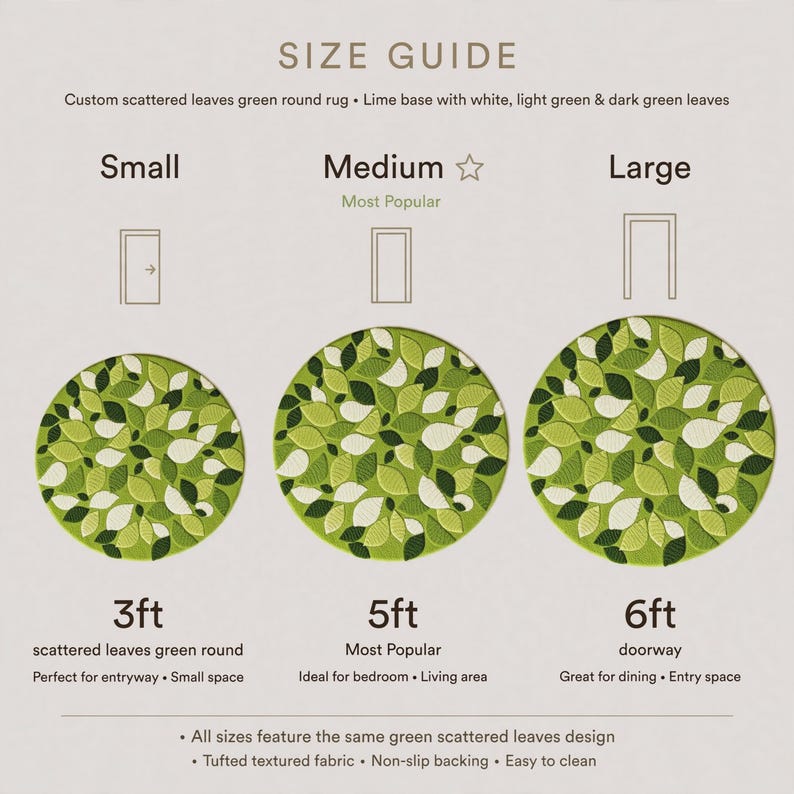 3d Tuffted Rug Handmade Tufted Green Leaf Circle Rug, 4x4, 4.5x4.5 - Etsy