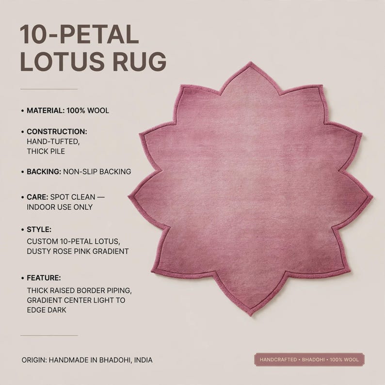 Textured Rug Pink Handmade Tufted Pink Lotus Star Rug | Sculpted Rose Petal Wool Area ...