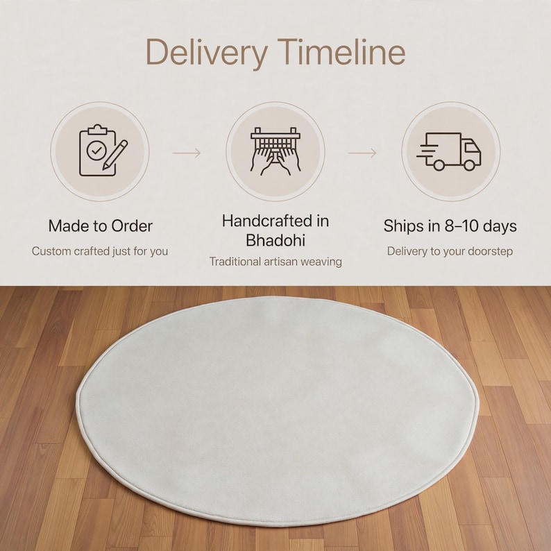 Round Rug Handmade Handmade Tufted White Round Rug, Solid Japandi Minimalist Wool Area ...
