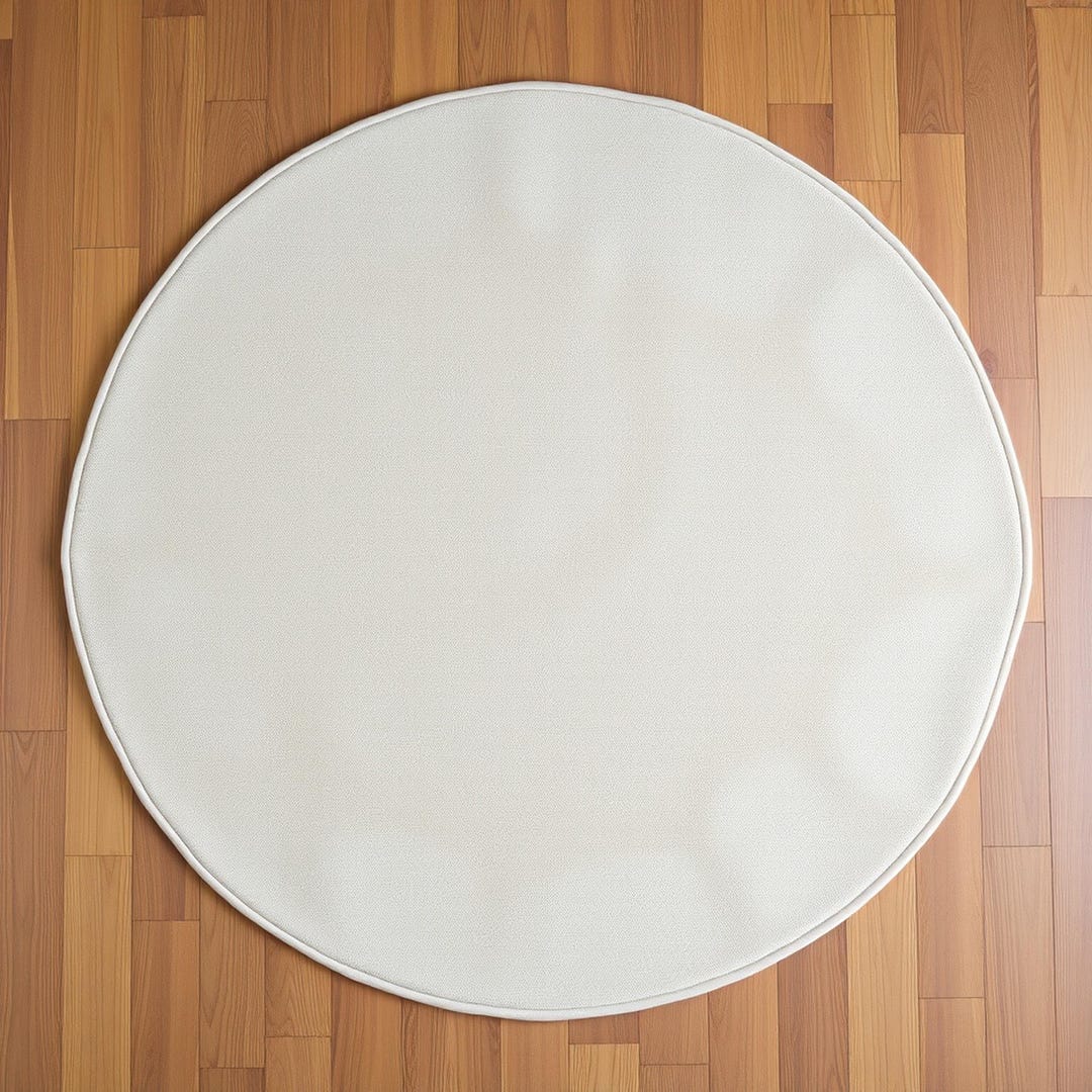 Round Rug Handmade Handmade Tufted White Round Rug, Solid Japandi Minimalist Wool Area ...