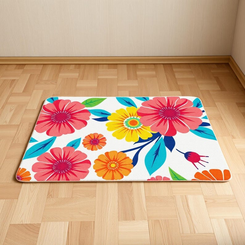 Handmade Tufted Floral Wool Rug, Bold Flowers Area Carpet - Etsy
