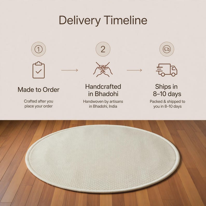 Round Rug Handmade Handmade Tufted Cream Round Rug | Minimalist Concentric Wool Area ...