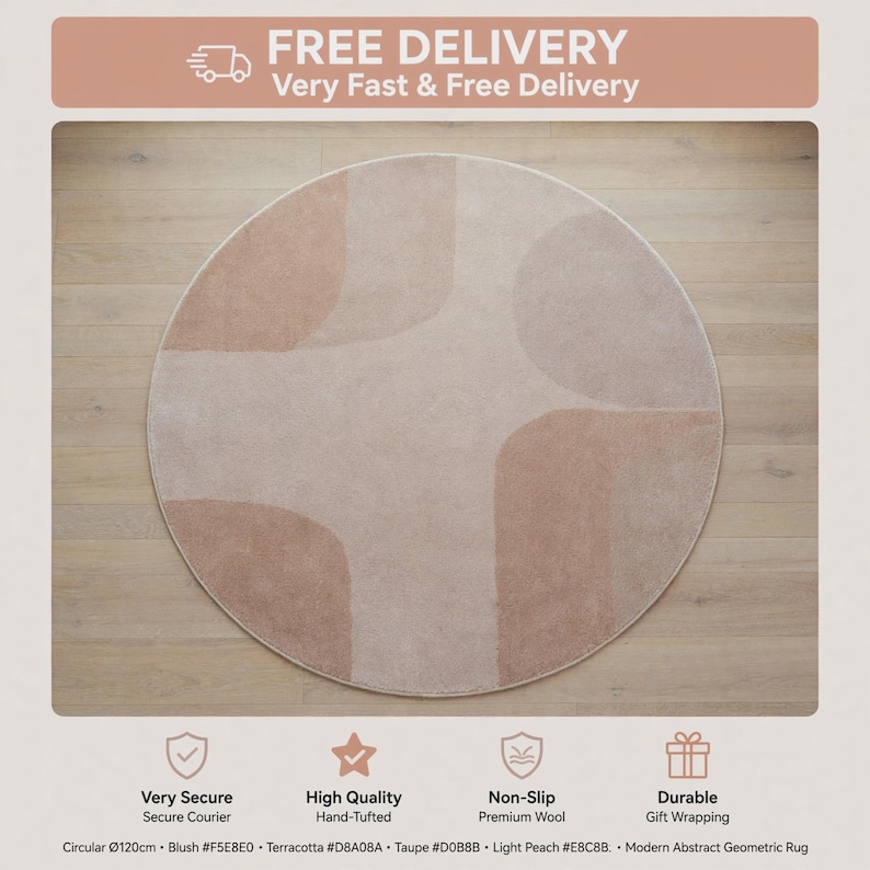 Round Rug Handmade Handmade Tufted Japandi Round Rug, Sand Taupe Organic Curved Wool Area ...