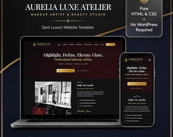Makeup Artist Website Template | Luxury Bridal Beauty Booking Site | MUA HTML Website Design | Editable Digital Download