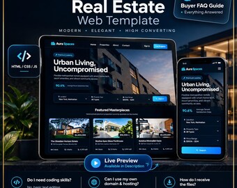 Real Estate Website Template | Luxury Realtor Website Design | Property Listing Landing Page | Open House Marketing Kit for Agents