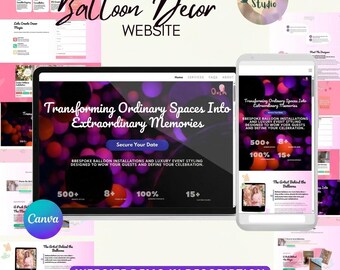Balloon Website Canva Template | Oosh Decor Business Launch (Digital Download)