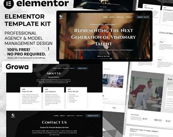 Elementor Template Kit | WordPress Website Template for Creative Agency, Model Management, & Coaches | Growa Kit