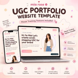 UGC Creator Portfolio Website Template | Interactive Mouse Tracking & Media Kit | Custom Aesthetic Design for Influencers | Content Creators