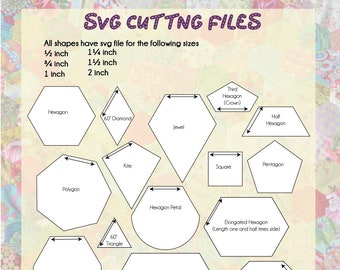 SVG Cricut English Paper Piecing Templates | EPP Hexagon Quilt Supplies | Patchwork & Quilting Templates | Hand Sewing, Slow Stitching
