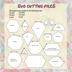 Hexagon based Mixed Shapes English Paper Piecing Template Cut Your Own SVG Files Cricut EPP