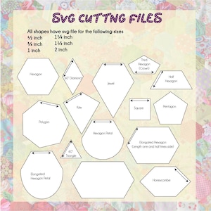 Hexagon based Mixed Shapes English Paper Piecing Template Cut Your Own SVG Files Cricut EPP