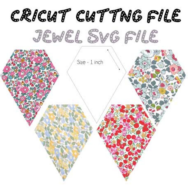 English Paper Piecing Template Jewel 1 Inch Sides SVG Cricut Cutting