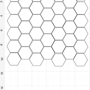 Könnte beinhalten: Ein Raster aus 1 Zoll großen Sechsecken, wobei einige Sechsecke schwarz gefüllt sind. Das Raster ist 16 Zoll hoch und 10 Zoll breit.