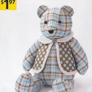 PDF 18 inch Memory Bear Schnittmuster und Anleitung RARE einfachheit A2115 Nähen Sie einen Teddy Bären