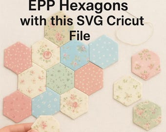 Plantilla SVG de Cricut para paper piecing inglés de 0,75" (hexágonos, archivo EPP)