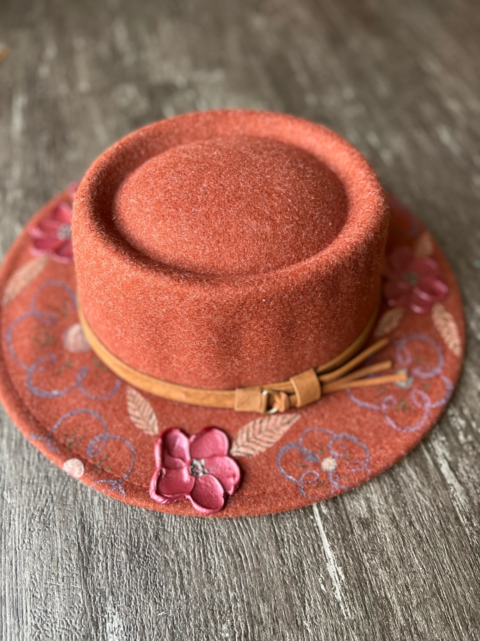Hand Painted Boater Hat - Etsy display picture 1