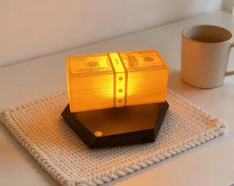 GTA Floating Money Lamp – Magnetic Levitating Cash LED Light, Gamer Desk Setup Decor, RGB Night Lamp, Unique Gift for Him, Gaming Room light